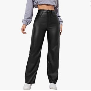 High Waist Faux Leather Pants